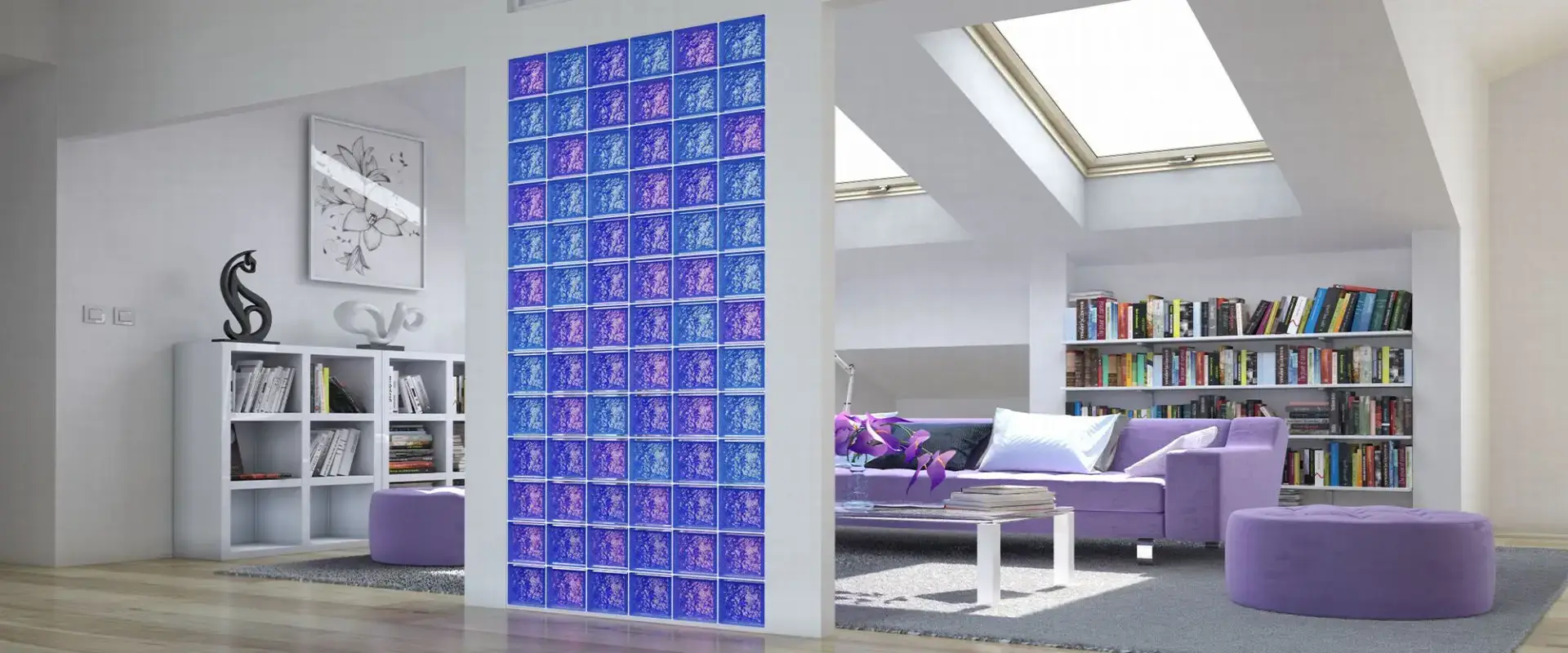 Colored Glass Block Divider Wall